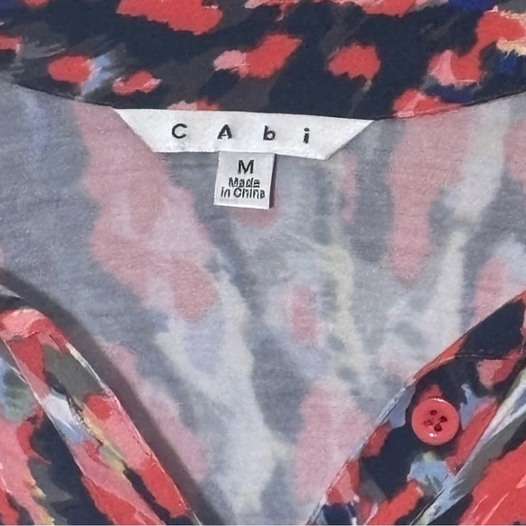 CAbi Watercolor knit jersey shirt dress. 1/4 button V neck. Women’s M - Picture 4 of 6